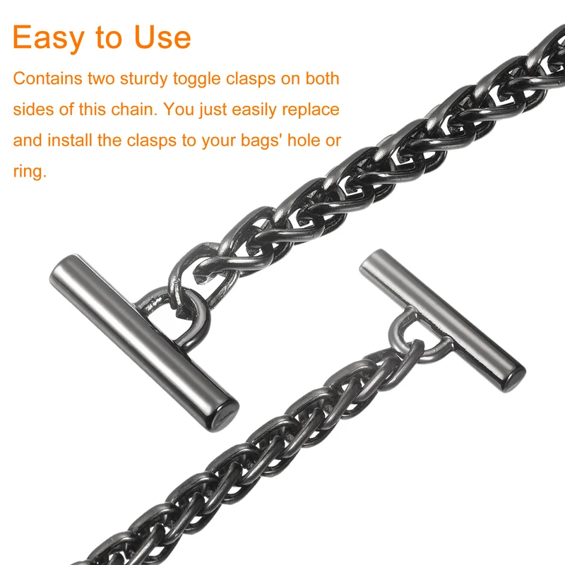 Uxcell Iron Flat Chain Strap, Handbag Purse Chain Strap DIY Bag Replacement