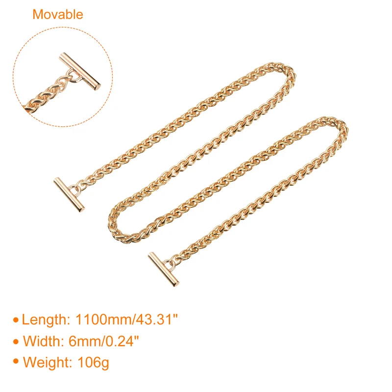 Uxcell Iron Flat Chain Strap, Handbag Purse Chain Strap DIY Bag Replacement