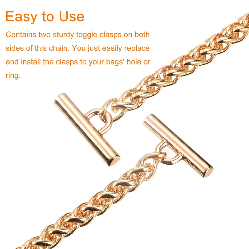 Uxcell Iron Flat Chain Strap, Handbag Purse Chain Strap DIY Bag Replacement