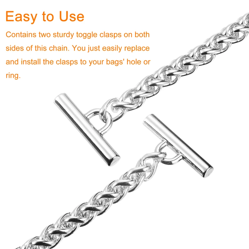 Uxcell Iron Flat Chain Strap, Handbag Purse Chain Strap DIY Bag Replacement