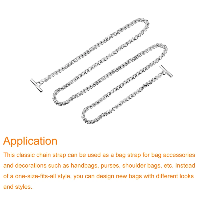 Uxcell Iron Flat Chain Strap, Handbag Purse Chain Strap DIY Bag Replacement