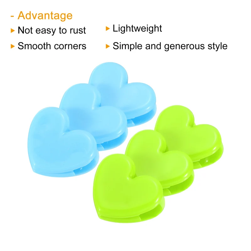 Paper and Bag Clips, Heart Shape Clamps Snacks Bag Clips