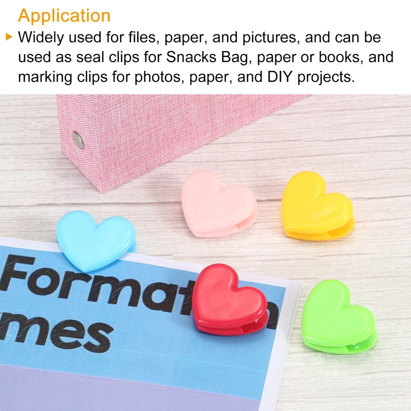 Paper and Bag Clips, Heart Shape Clamps Snacks Bag Clips