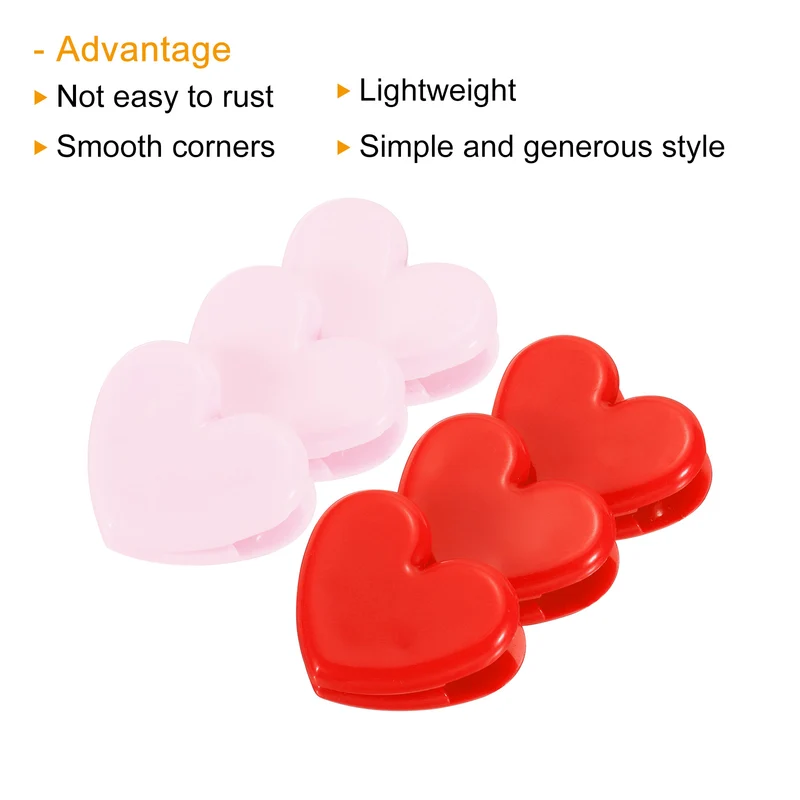 Paper and Bag Clips, Heart Shape Clamps Snacks Bag Clips