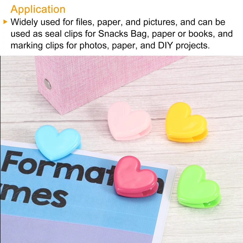 Paper and Bag Clips, Heart Shape Clamps Snacks Bag Clips