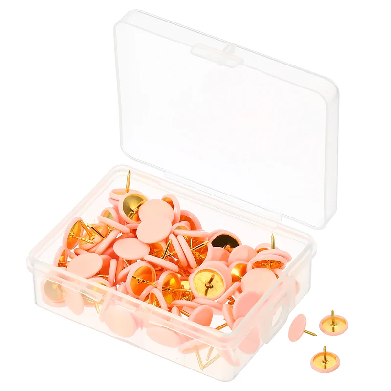 Push Pins Plastic Roundness Pushpin Decorative Thumb Tacks Golden Steel Point for Cork Board