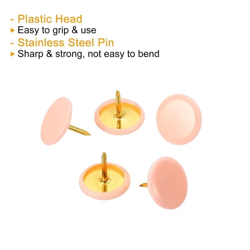 Push Pins Plastic Roundness Pushpin Decorative Thumb Tacks Golden Steel Point for Cork Board