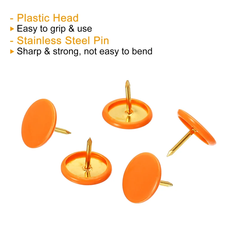 Push Pins Plastic Roundness Pushpin Decorative Thumb Tacks Golden Steel Point for Cork Board