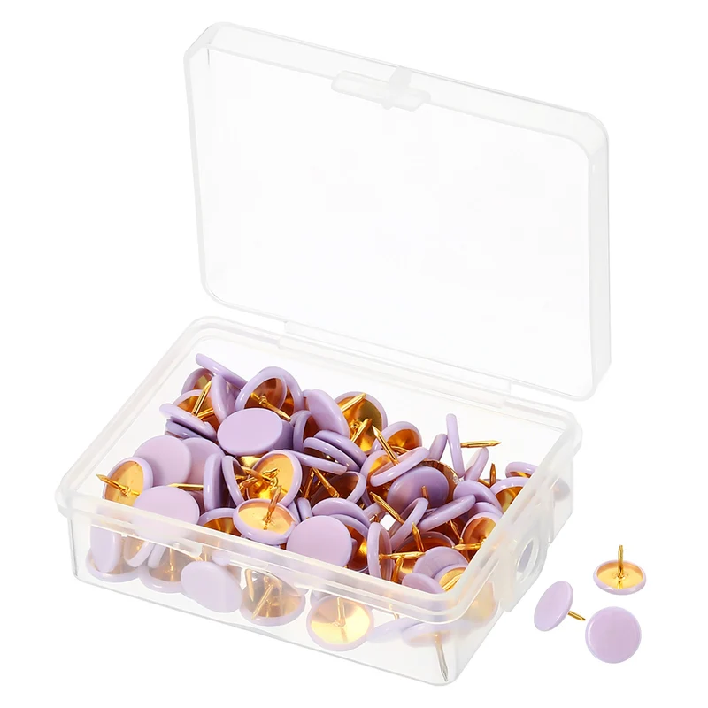 Push Pins Plastic Roundness Pushpin Decorative Thumb Tacks Golden Steel Point for Cork Board