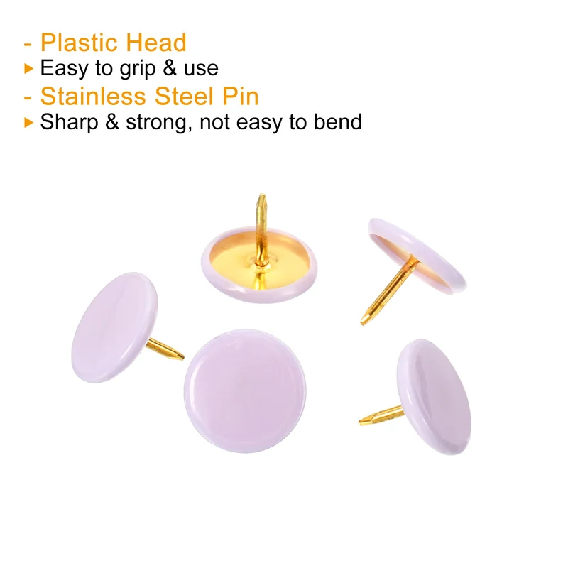 Push Pins Plastic Roundness Pushpin Decorative Thumb Tacks Golden Steel Point for Cork Board