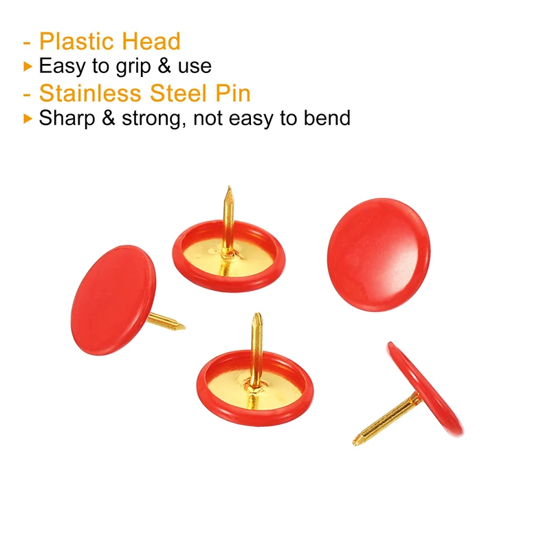 Push Pins Plastic Roundness Pushpin Decorative Thumb Tacks Golden Steel Point for Cork Board