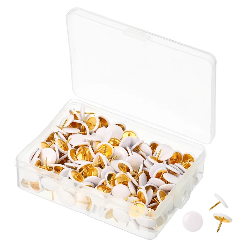 Push Pins Plastic Roundness Pushpin Decorative Thumb Tacks Golden Steel Point for Cork Board
