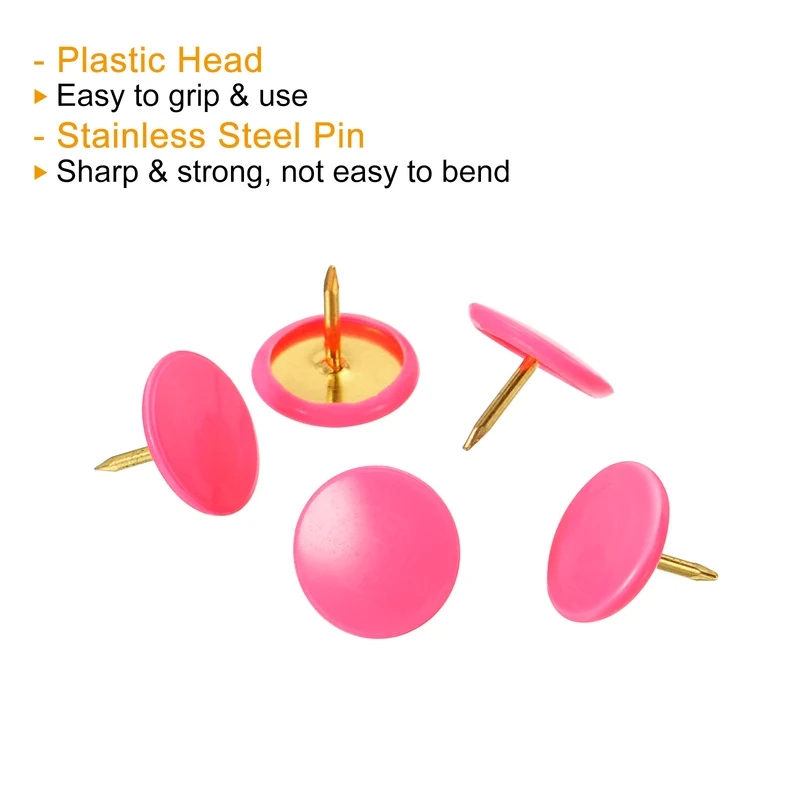 Push Pins Plastic Roundness Pushpin Decorative Thumb Tacks Golden Steel Point for Cork Board