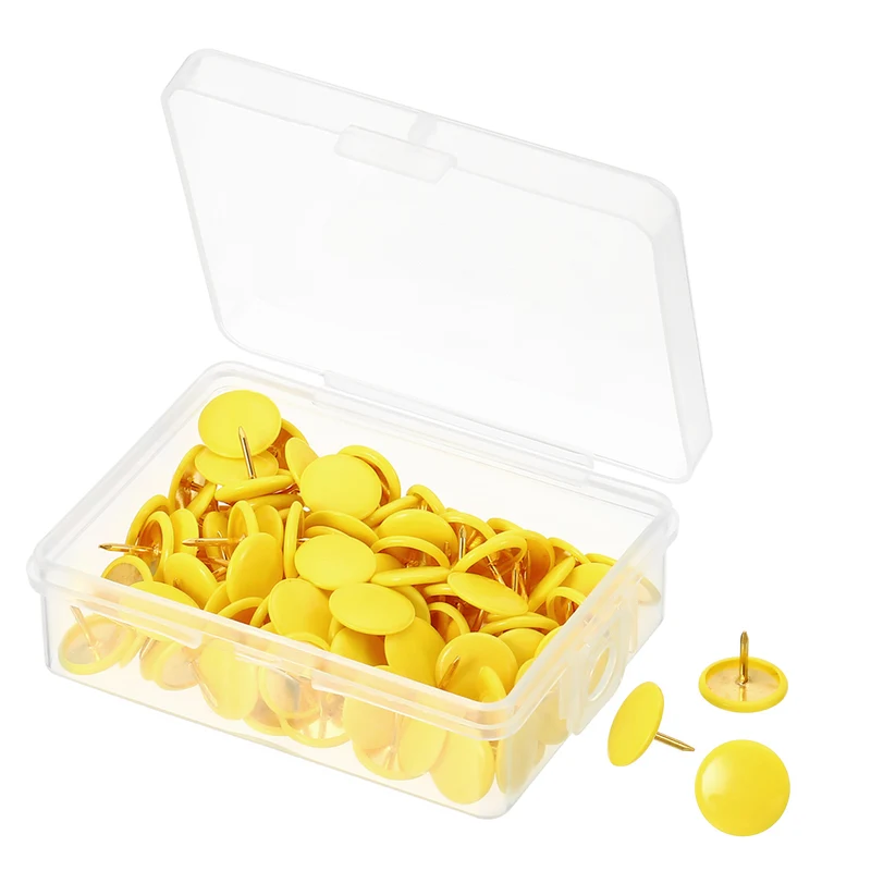 Push Pins Plastic Roundness Pushpin Decorative Thumb Tacks Golden Steel Point for Cork Board