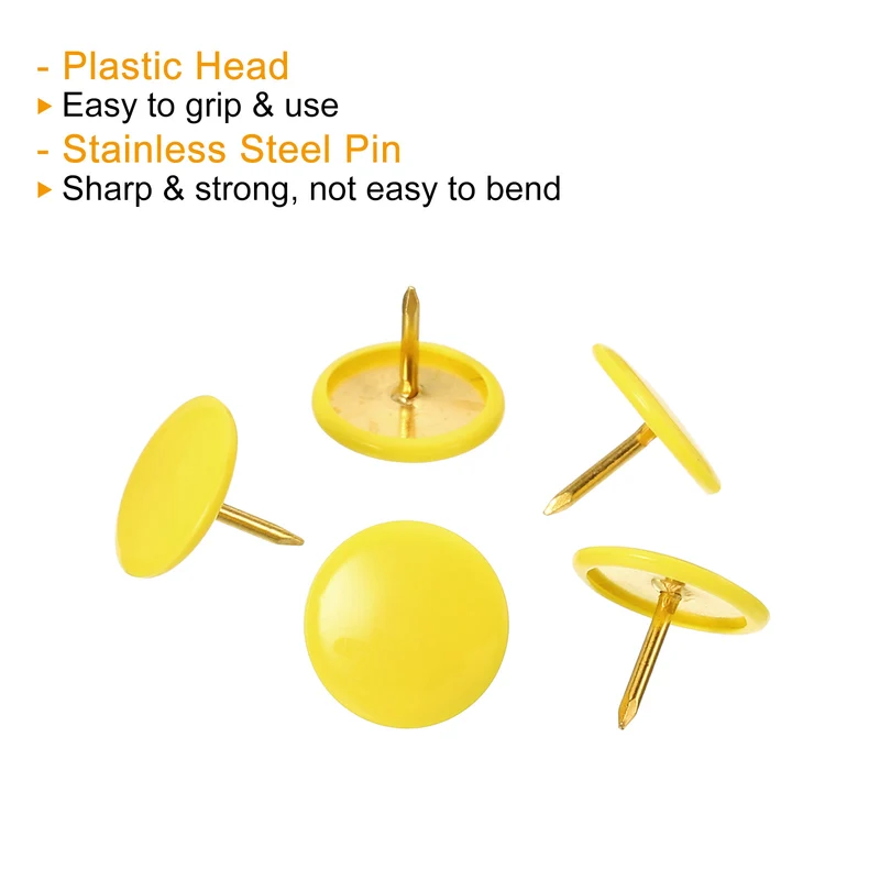 Push Pins Plastic Roundness Pushpin Decorative Thumb Tacks Golden Steel Point for Cork Board
