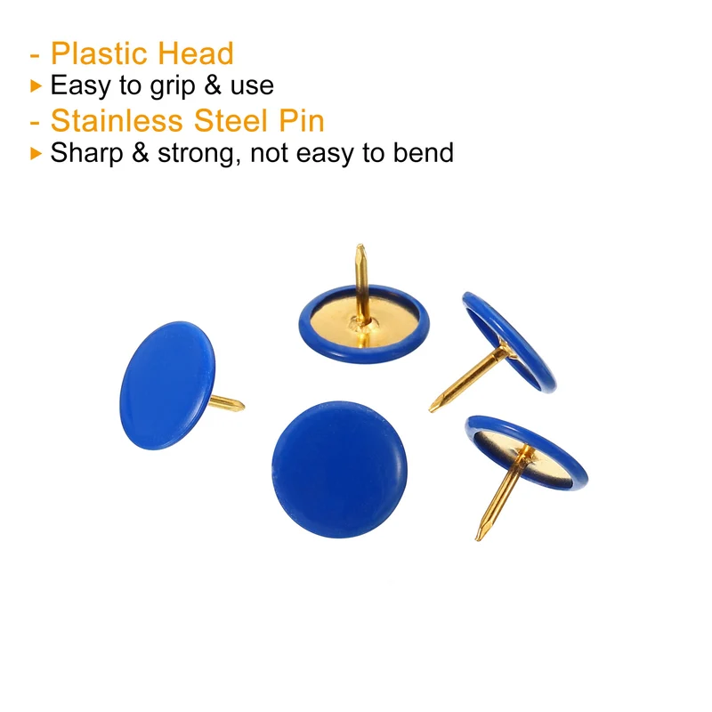 Push Pins Plastic Roundness Pushpin Decorative Thumb Tacks Golden Steel Point for Cork Board