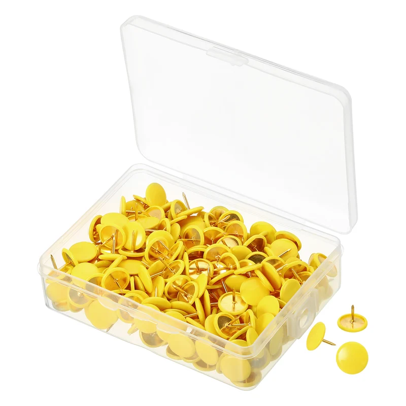Push Pins Plastic Roundness Pushpin Decorative Thumb Tacks Golden Steel Point for Cork Board