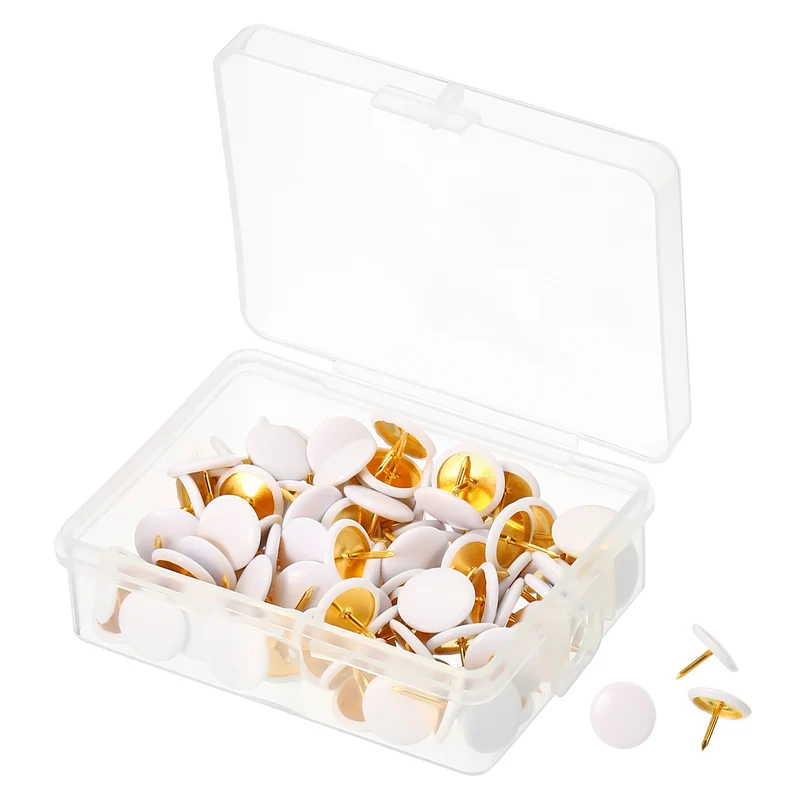 Push Pins Plastic Roundness Pushpin Decorative Thumb Tacks Golden Steel Point for Cork Board