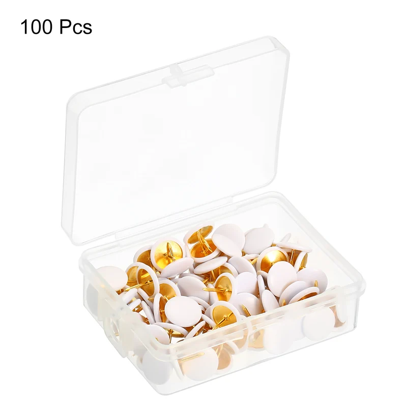 Push Pins Plastic Roundness Pushpin Decorative Thumb Tacks Golden Steel Point for Cork Board