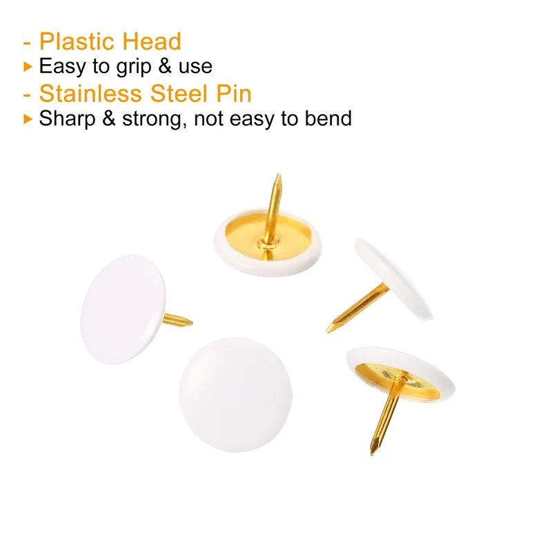 Push Pins Plastic Roundness Pushpin Decorative Thumb Tacks Golden Steel Point for Cork Board