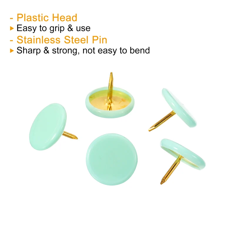 Push Pins Plastic Roundness Pushpin Decorative Thumb Tacks Golden Steel Point for Cork Board