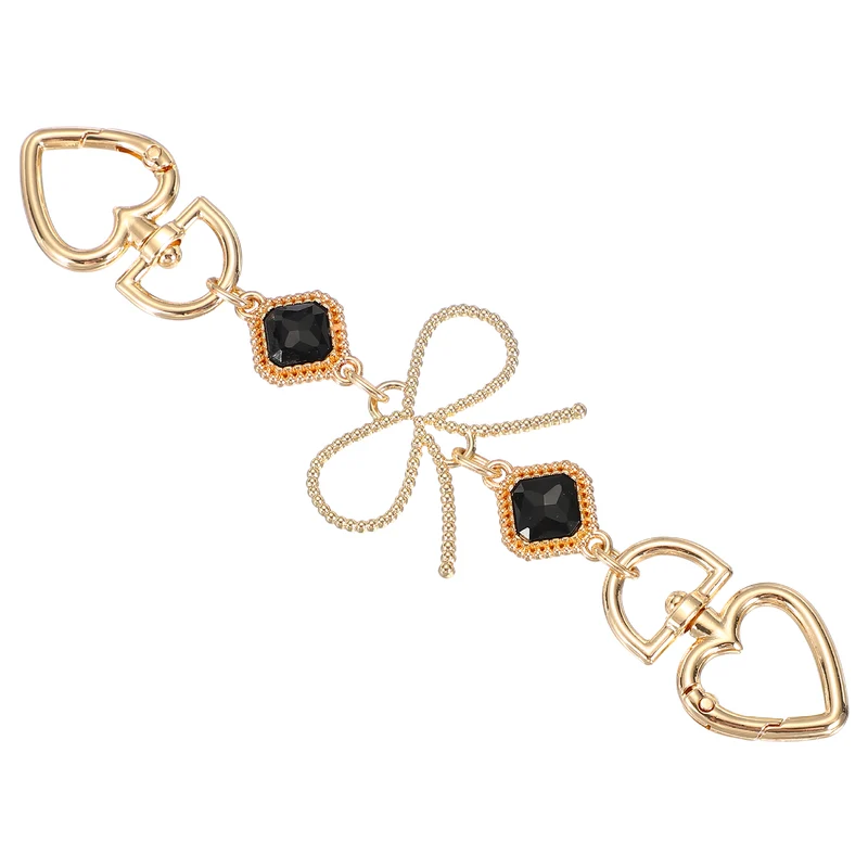 Purse Strap Extender, Metal Bag Replacement Strap, Black Rhinestone Bow