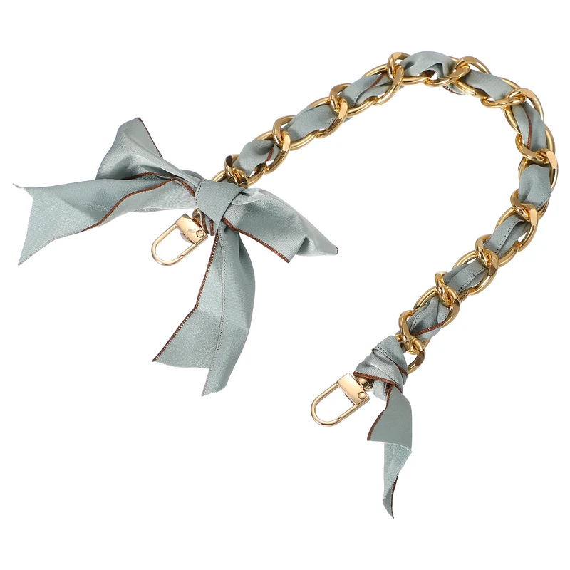 Purse Chain Strap, 13" Silk Scarf Metal Women Bag Extender Chain, Light Green