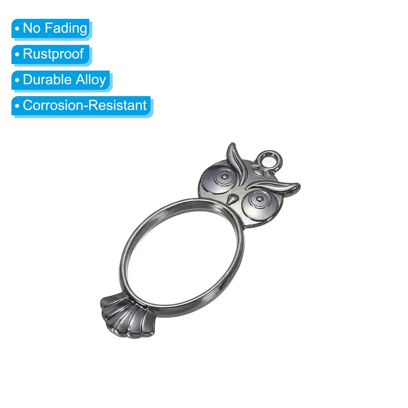 10Pcs Oval Owl Shaped Alloy Open Back Bezel Pendants Resin Frame, Silver Tone