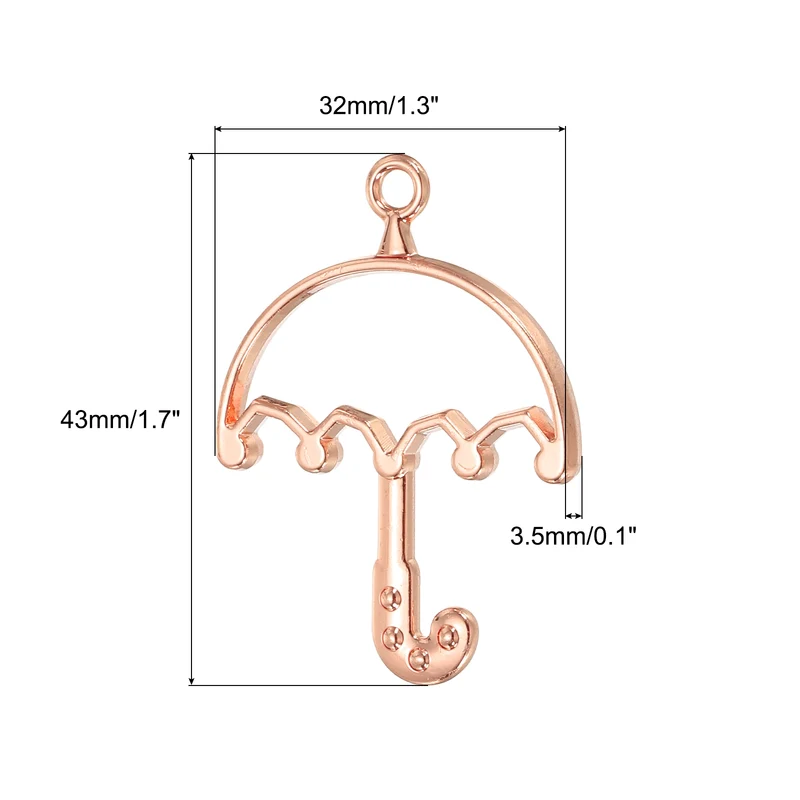 20Pcs Umbrella Shaped Alloy Open Back Bezel Pendants Resin Frame, Silver Tone