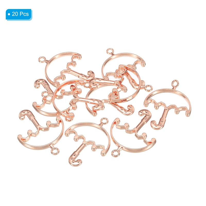 20Pcs Umbrella Shaped Alloy Open Back Bezel Pendants Resin Frame, Silver Tone