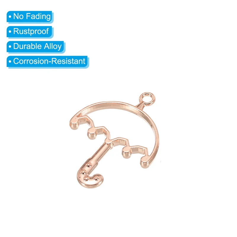 20Pcs Umbrella Shaped Alloy Open Back Bezel Pendants Resin Frame, Silver Tone