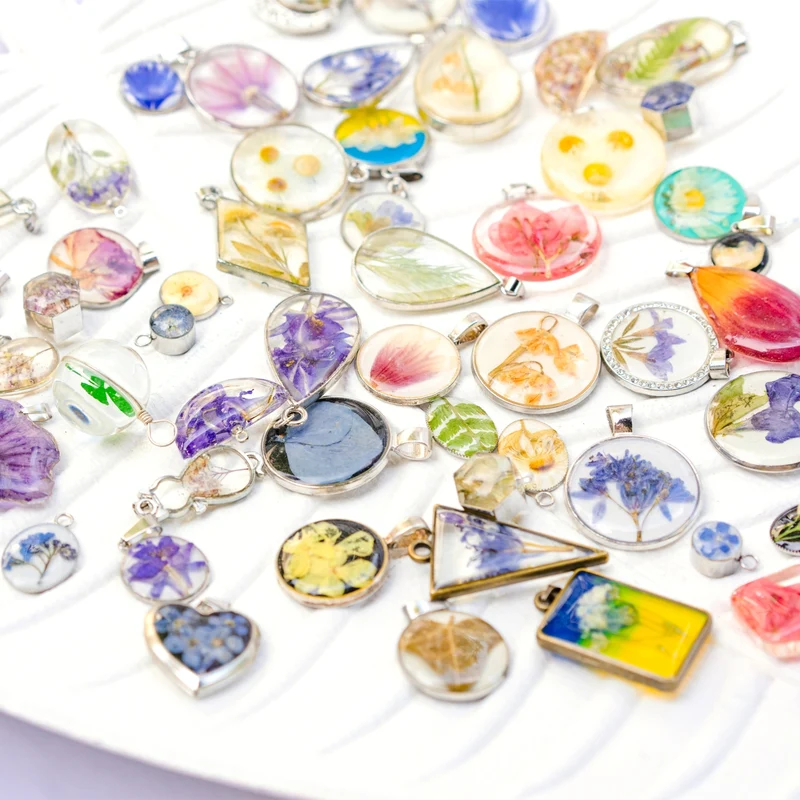 20Pcs Umbrella Shaped Alloy Open Back Bezel Pendants Resin Frame, Silver Tone