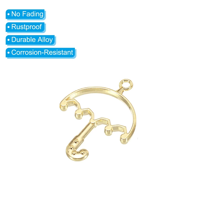 20Pcs Umbrella Shaped Alloy Open Back Bezel Pendants Resin Frame, Silver Tone