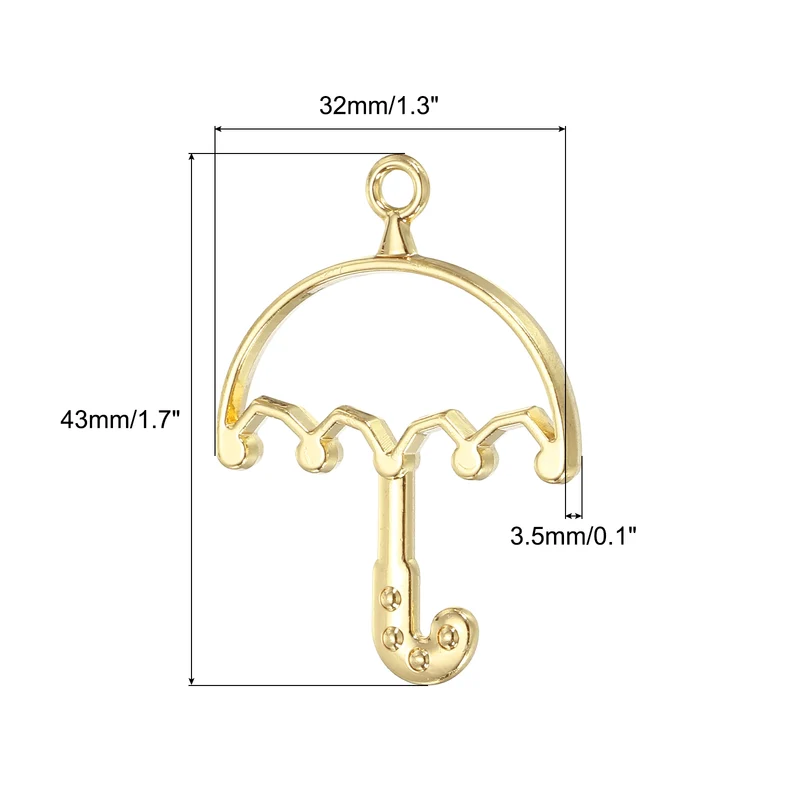 10Pcs Umbrella Shaped Alloy Open Back Bezel Pendants Resin Frame, Silver Tone