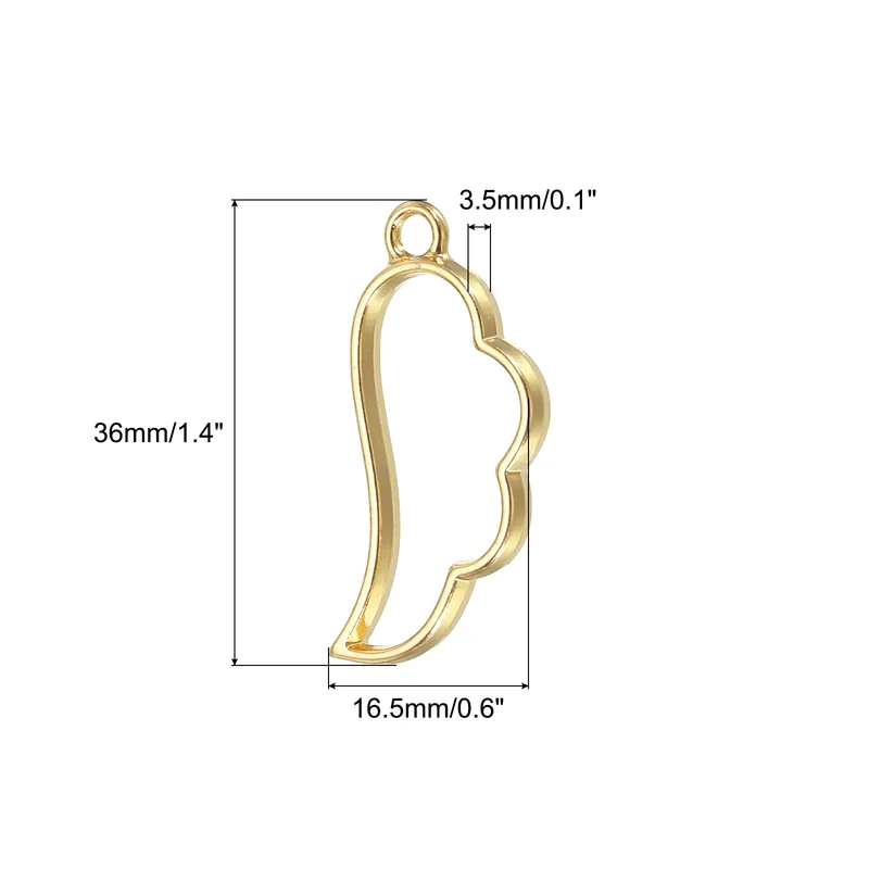 20Pcs Wing Shaped Alloy Open Back Bezel Pendants Resin Frame, Silver Tone