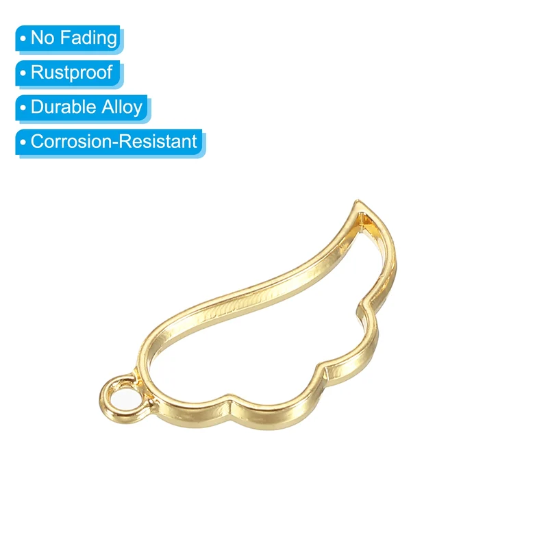 20Pcs Wing Shaped Alloy Open Back Bezel Pendants Resin Frame, Silver Tone