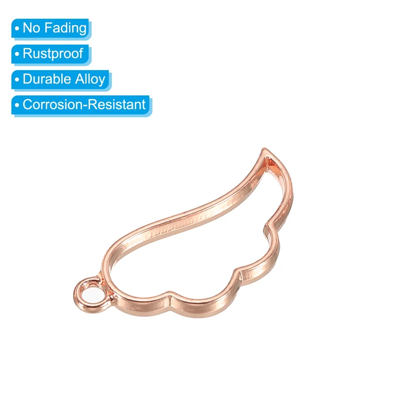 20Pcs Wing Shaped Alloy Open Back Bezel Pendants Resin Frame, Silver Tone