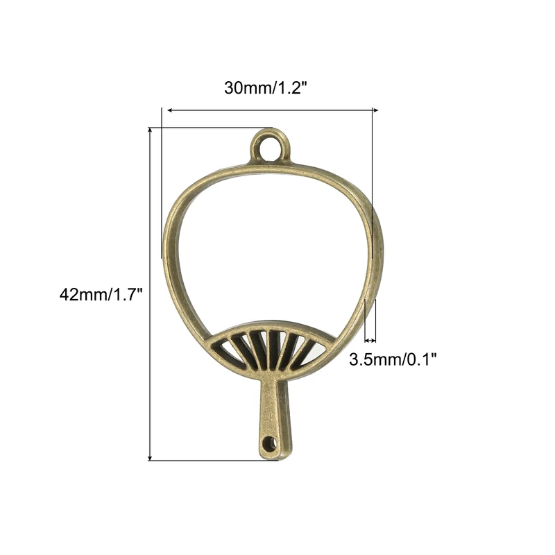 20Pcs Fan Shaped Alloy Open Back Bezel Pendants Resin Frame, Silver Tone