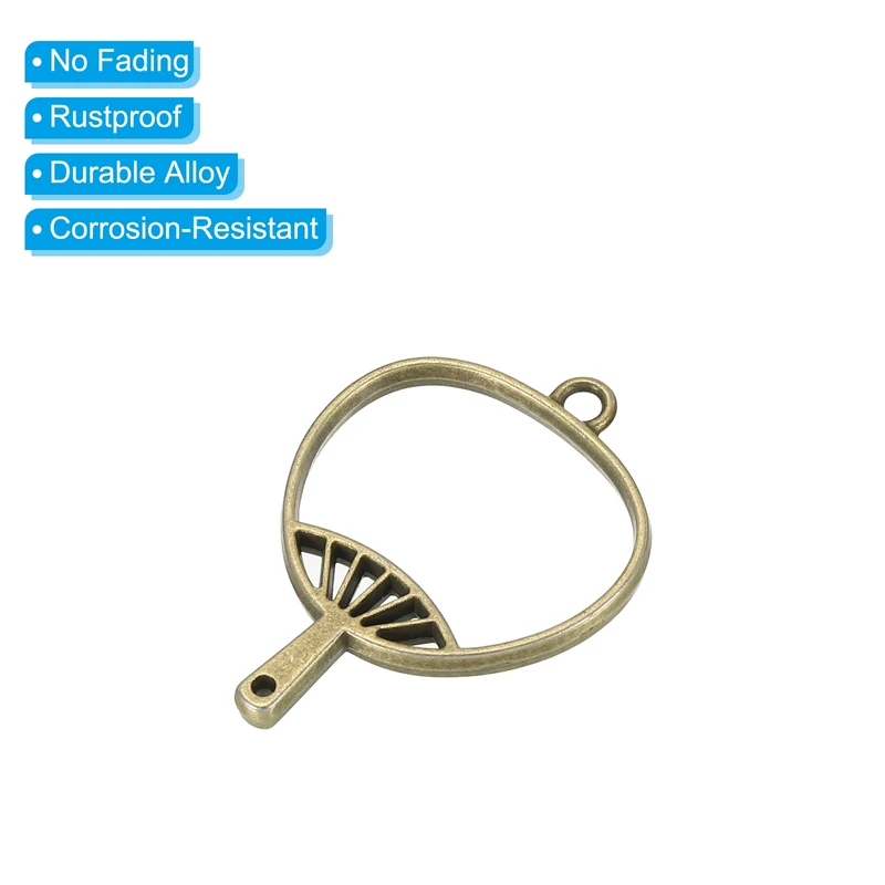 20Pcs Fan Shaped Alloy Open Back Bezel Pendants Resin Frame, Silver Tone