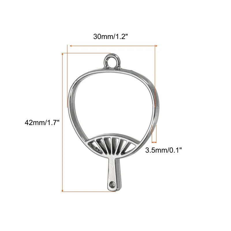 20Pcs Fan Shaped Alloy Open Back Bezel Pendants Resin Frame, Silver Tone