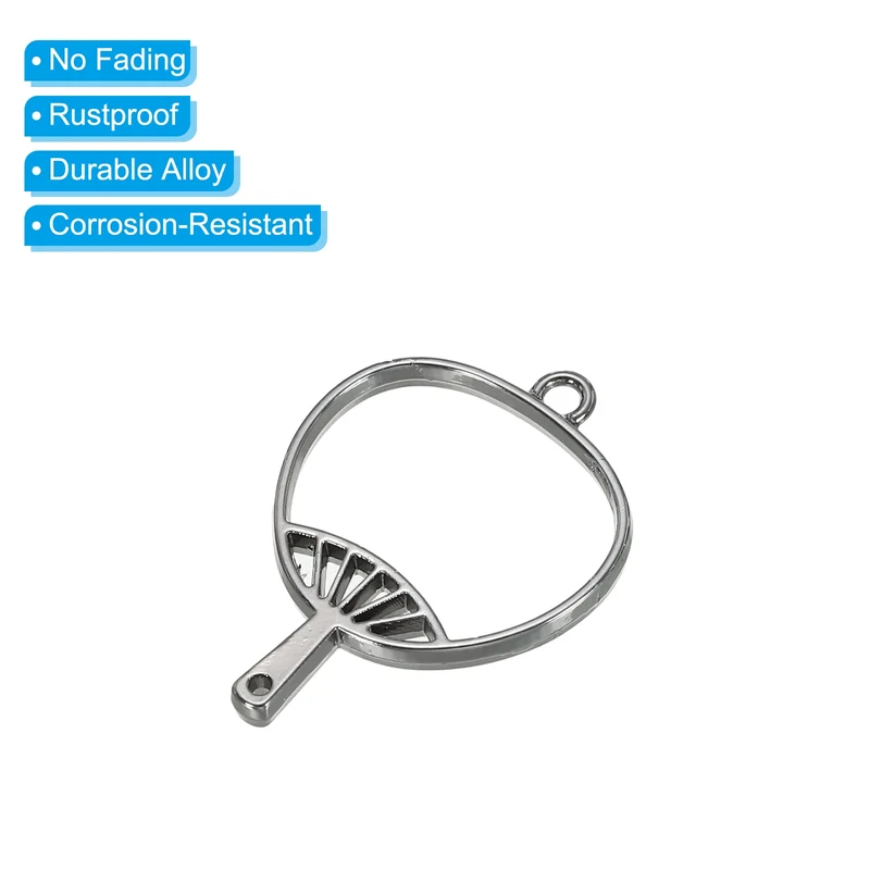 20Pcs Fan Shaped Alloy Open Back Bezel Pendants Resin Frame, Silver Tone