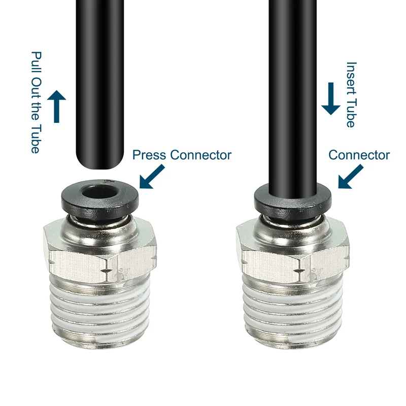 4Pcs Pneumatic Push to Connect Air Fittings 4mm x 1/4" NPT Male Thread Silver