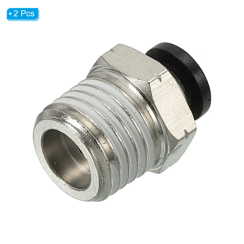2Pcs Pneumatic Push to Connect Air Fittings 4mm x 1/4" NPT Male Thread Silver