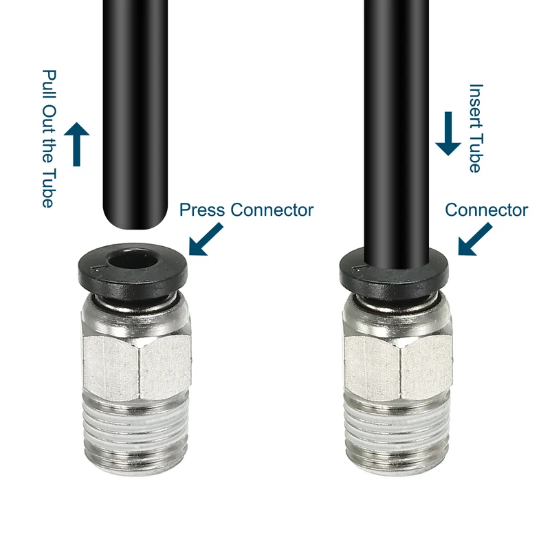 4Pcs Pneumatic Push to Connect Air Fittings 4mm x 1/8" NPT Male Thread Silver