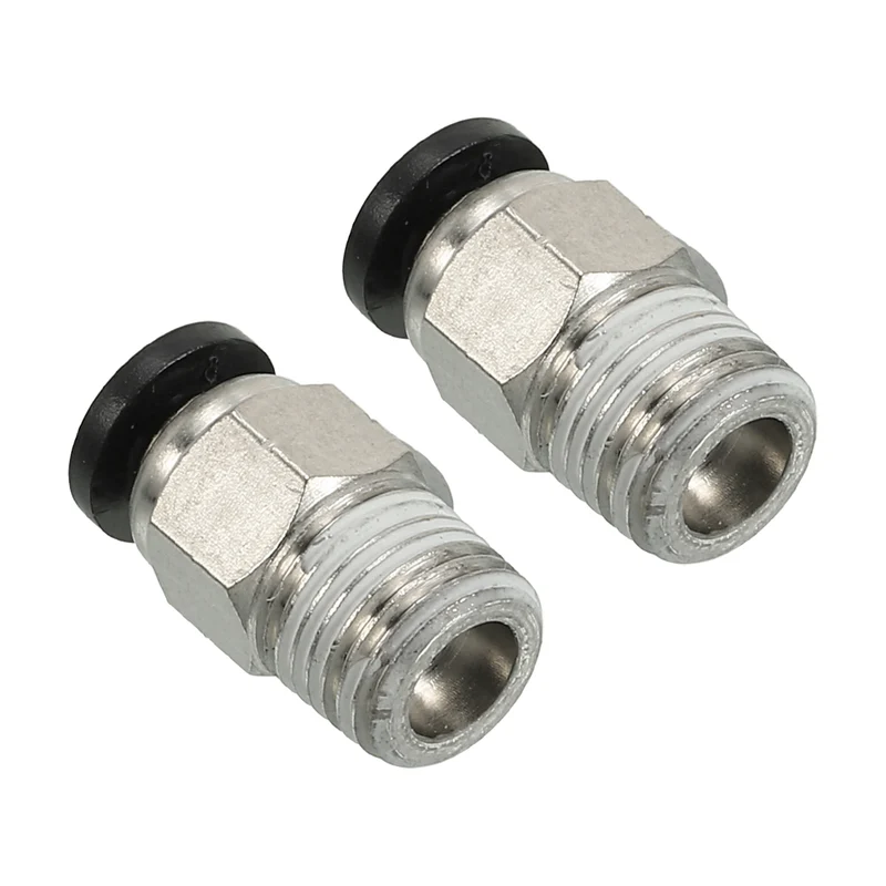 2Pcs Pneumatic Push to Connect Air Fittings 4mm x 1/8" NPT Male Thread Silver