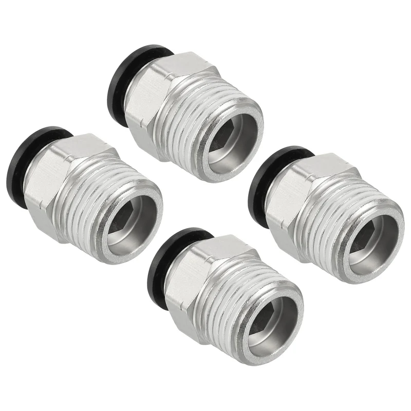 4 Pcs 1/2 Inch OD Tube to 1/2 Inch NPT Male Thread Push to Connect Air Fittings