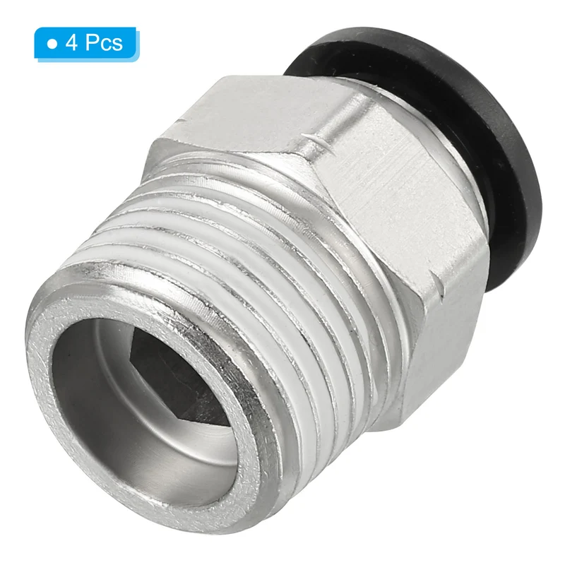4 Pcs 1/2 Inch OD Tube to 1/2 Inch NPT Male Thread Push to Connect Air Fittings
