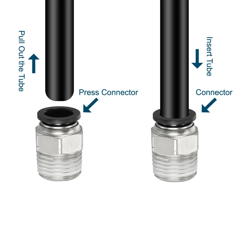 4 Pcs 1/2 Inch OD Tube to 1/2 Inch NPT Male Thread Push to Connect Air Fittings