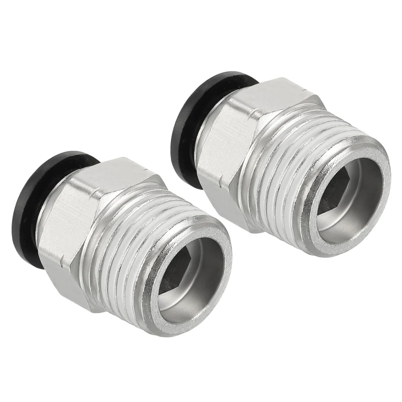 2 Pcs 1/2 Inch OD Tube to 1/2 Inch NPT Male Thread Push to Connect Air Fittings