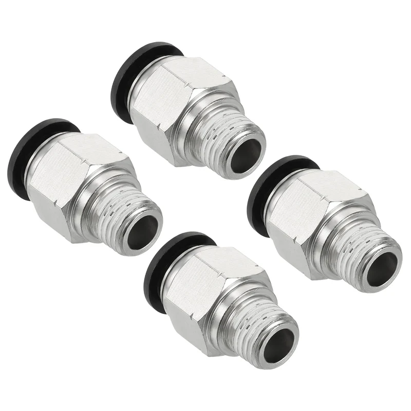 4 Pcs 1/2 Inch OD Tube to 1/4 Inch NPT Male Thread Push to Connect Air Fittings